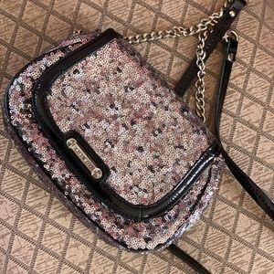 NINE WEST PURPLE & WHITE SEQUIN CROSSBODY BAG